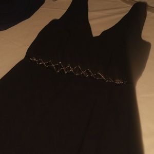 Long Sexy chiffon Dress w/open jeweled mid drift